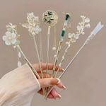 1/6pcs Chinese Style Tassel Hair Stick Floral Decorative Hair Pin for Women