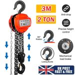 3M Chain Hoist Block and Tackle 2 Ton Capacity Winch Engine Lift Puller Fall UK