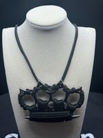 Knuckles Necklace / Belt Buckle Full Size With 24"550 Paracord Large Silver Tone