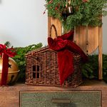 Viral Christmas Red Burgundy Bow Rattan House Basket Hamper Gift Box Brand New