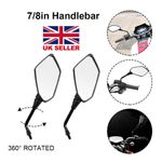 10mm Black Motorcycle Bike Wing Rear View Side Mirrors Motorbike Rearview Pair