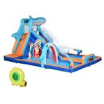 Outsunny 6 in 1 Kids Bouncy Castle with Slide, Pool Trampoline - Blower