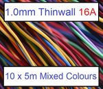 50m Automotive Cable Kit 1mm 16 Amp Car Boat Loom Auto Wire 50 Metres 10 X 5m