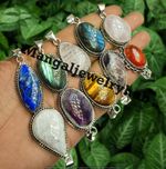 Labradorite & Mix Gemstone Pendants 925 Sterling Silver Plated Bulk Lot Jewelry
