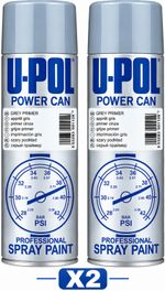 2xU-Pol Grey High Build Primer Filler Power Can 500ml Spray Aerosol PCPG/AL Upol