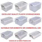NEW Allstore Commercial Quality Clear Plastic Storage Box Boxes & Lids 33 Sizes
