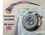 Chrome rear fog latching 12V 3A push button switch 16mm IP65 IK10 UK STOCK
