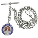 Very heavy antique English solid silver Watch Albert and Football Fob 91g C.1913