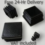 Square Plastic End Caps For Tubing Blanking Plugs Inserts Furniture Feet Black