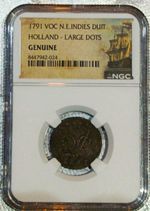 Dutch Colonial North-East Indies - 1791 - 1 Duit Coin - NGC Certified in slab