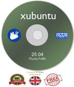 Xubuntu 25.04 LTS 64bit Live Bootable DVD Light Lite Linux Operating System UK