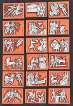 Scenes From Ancient Greece 18 Match Label Stamp Card Set 1970's Greek Art Life