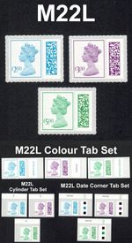 2022 M22L BARCODED HIGH VALUE MACHIN SINGLES SETS - COLOUR, DATE OR CYL TABS