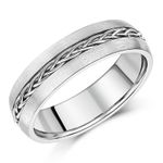 6mm Titanium Plaited Centre Design Wedding Ring Matt Finish Sizes O-Z Available