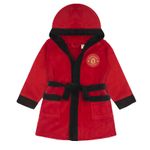 Manchester United Baby Dressing Gown Toddler Robe Hooded Fleece Official