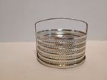 Webster Glass Coasters with Sterling Silver Rims and Caddy Art Deco