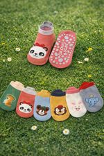 6 Pairs Kids Cotton Socks Cute Cartoon Animal Non-Slip Floor Baby Breathable UK