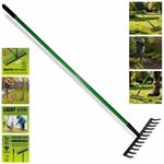 12 TEETH GARDEN RAKE HEAVY DUTY STEEL GARDENING RAKING LAWN TOOL LEAVES WEED