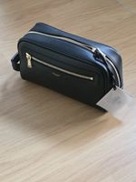 Brand New Moncrief London Black Pebbled Wash Bag Toiletry Travel Case Gold NW
