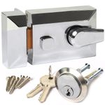 NIGHT LATCH 40mm NIGHTLATCH FOR FRONT DOOR WITH A CHROME CYLINDER AND 2 KEYS NEW