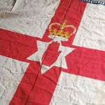 vintage Northern Ireland Ulster Banner Flag - Heraldic Red Hand, Crown, Star, 