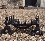 Cast Iron Fire Basket Swan’s Nest Grate with Brass Finial Top Dogs Log Coal 26kg
