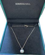 Dower & Hall Dove Grey Freshwater Pearl Cup 16" Pendant Necklace Sterling Silver