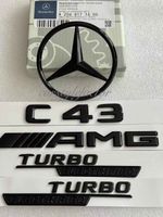 C43 AMG TURBO ELECTRIFIED Rear Star Emblem Black Badge Set Mercedes W206 Saloon*