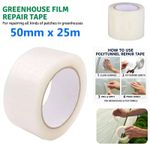 Greenhouse Polythene Repair Tape Polytunnel Clear Waterproof Adhesive 50mm x 25m