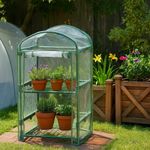MMini Garden Greenhouse 2 Tier Portable Outdoor Grow House with Shelves & Cover