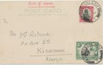 BRITISH K.U.T.  1941, provisional issue 5c on 1d sailing ship South Africa FDC
