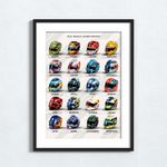 FORMULA ONE 2025 DRIVERS TEAMS HELMETS SIGNED PRINT POSTER LEWIS HAMILTON F1 #2