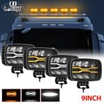 4X FULL LED 10" SPOT LIGHT 3D FLOW W/ AMBER DRL JUMBO OVAL FOR TRUCK VAN 12V 24V