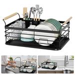 Handle Kitchen Dish Drainer Rack with Drip Tray Cutlery Holder