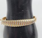 BR UD Sterling Silver & Vermeil Diamond Hinged Bangle Bracelet Two Tone VTG 7.5