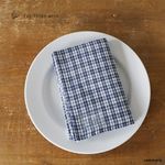 fog linen work Linen Kitchen Cloth "Clemente" Blue Check (Mail Delivery OK)
