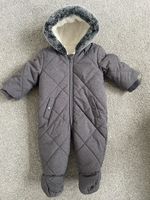 Baby Boy Charcoal Grey Hooded Pram Suit Snowsuit Fleece Lined Age 3-6 Months 