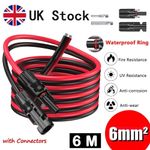 1 Pair 6M 6mm² Solar Panel Extension Cable Wire Black & Red Connector PV Cable