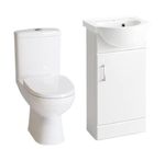 Vanity Unit Sink Basin Toilet Bathroom WC Storage Unit Cloakroom Set White