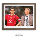 Alex Ferguson & Roy Keane Hand Signed Man Utd 16x12 Retro Photo + Certified COA