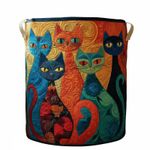 Feline Laundry Basket Foldable Feline Print Hamper Large Capacity for Bedroom