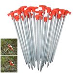 20PCS Heavy Duty Hard Ground 25cm Rock Peg Hook Top Camping Awning Tent Tool UK