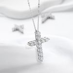 5ct Cross Religious Necklace Diamond Test Pass Lab-Created VVS1/D/Excellent