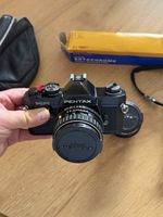 Pentax MX 35mm SLR Film Camera Black w/ 50mm f/1.7 Lens w/ 35mm f/2.8