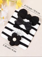 5pcs Baby & Kids Black Headbands Set | Stretchy Bow & Flower Hair Bands