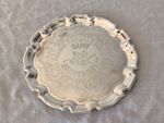 Vintage Serving Platter Silver Plated Happy Anniversary Round Serving Tray