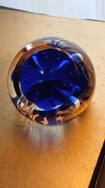 Vintage Blue Glass Paperweight The Guide Association Trefoil Emblem Girlguiding