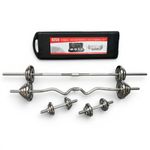 Chase Fitness 55KG Adjustable Chrome Barbell & Dumbbell Set with EZ Curl Bar