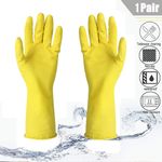 Household Rubber Gloves Non Slip Long Sleeve Washing Up Cleaning Yellow Pink