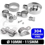 A2 304 Stainless Steel P Clips 10-115mm Fasteners for Cable, Conduit, Tubing Etc